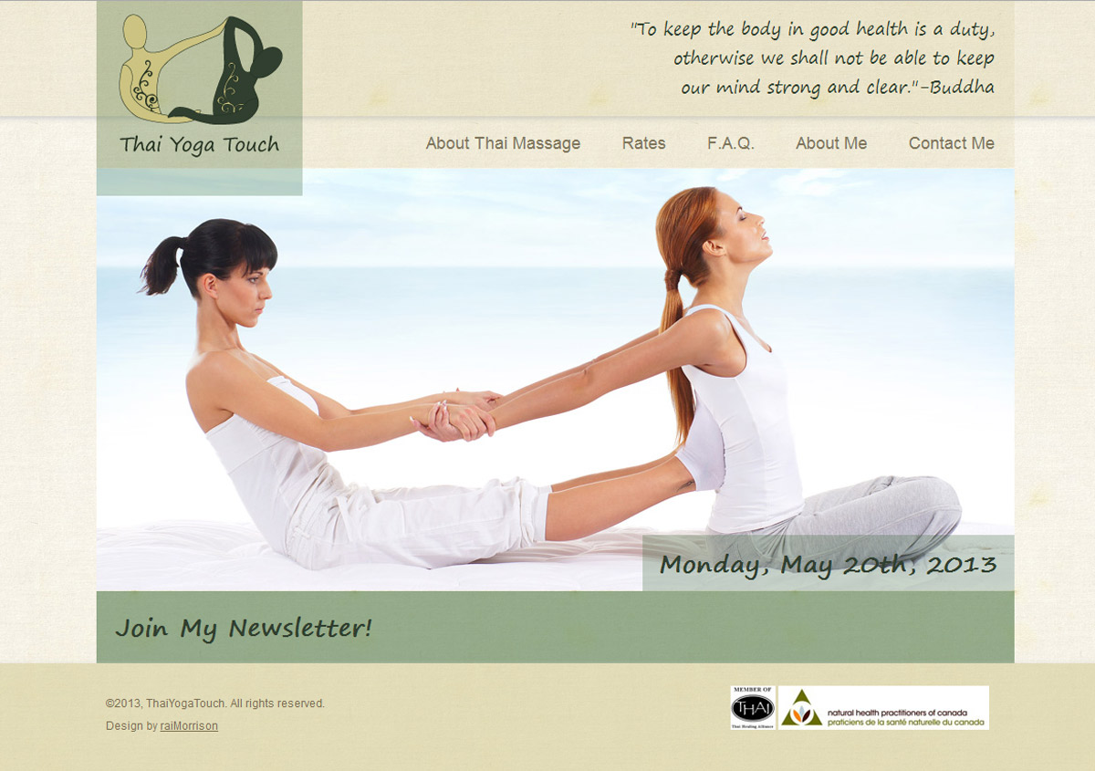 Thai Yoga Touch homepage design 2013